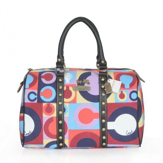 Coach Poppy Stud Medium Multicolor Luggage Bags ASZ | Women - Click Image to Close